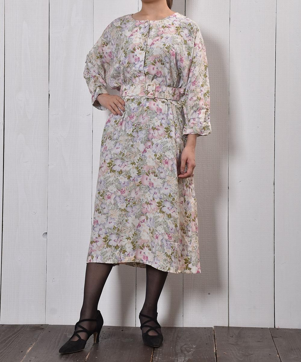 Made In Usa 花柄 ドルマンスリーブ ワンピース アメリカ製 Flower Pattern Sleeve One Piece 古着のネット通販サイト 古着屋グレープフルーツムーン Grapefruitmoon Onlineshop ヴィンテージアイテム レトロファッション