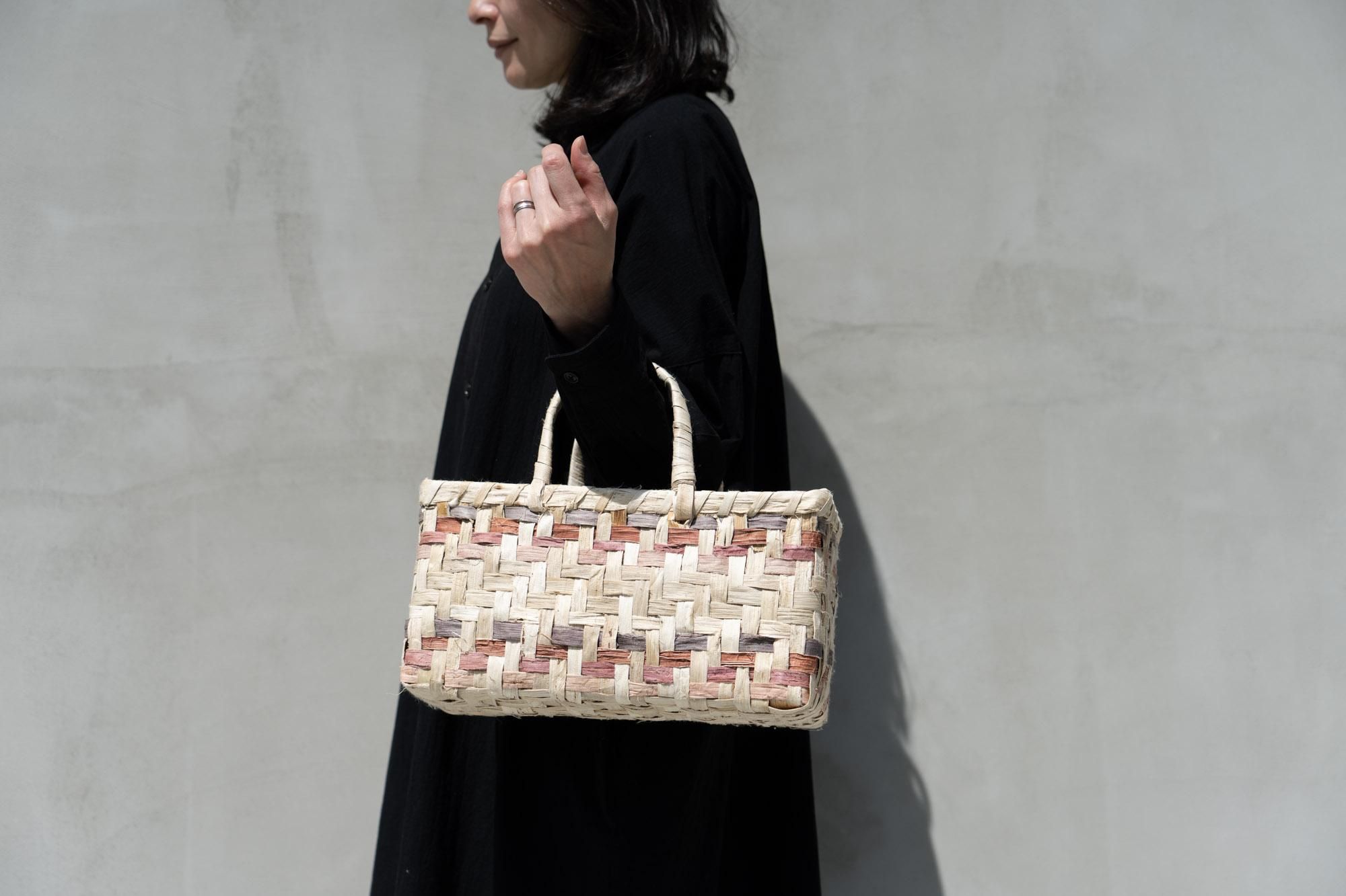 かごバッグ waku かごバッグ 山葡萄かごバッグW29xD10xH17cm 本革メッシュ編 栃木