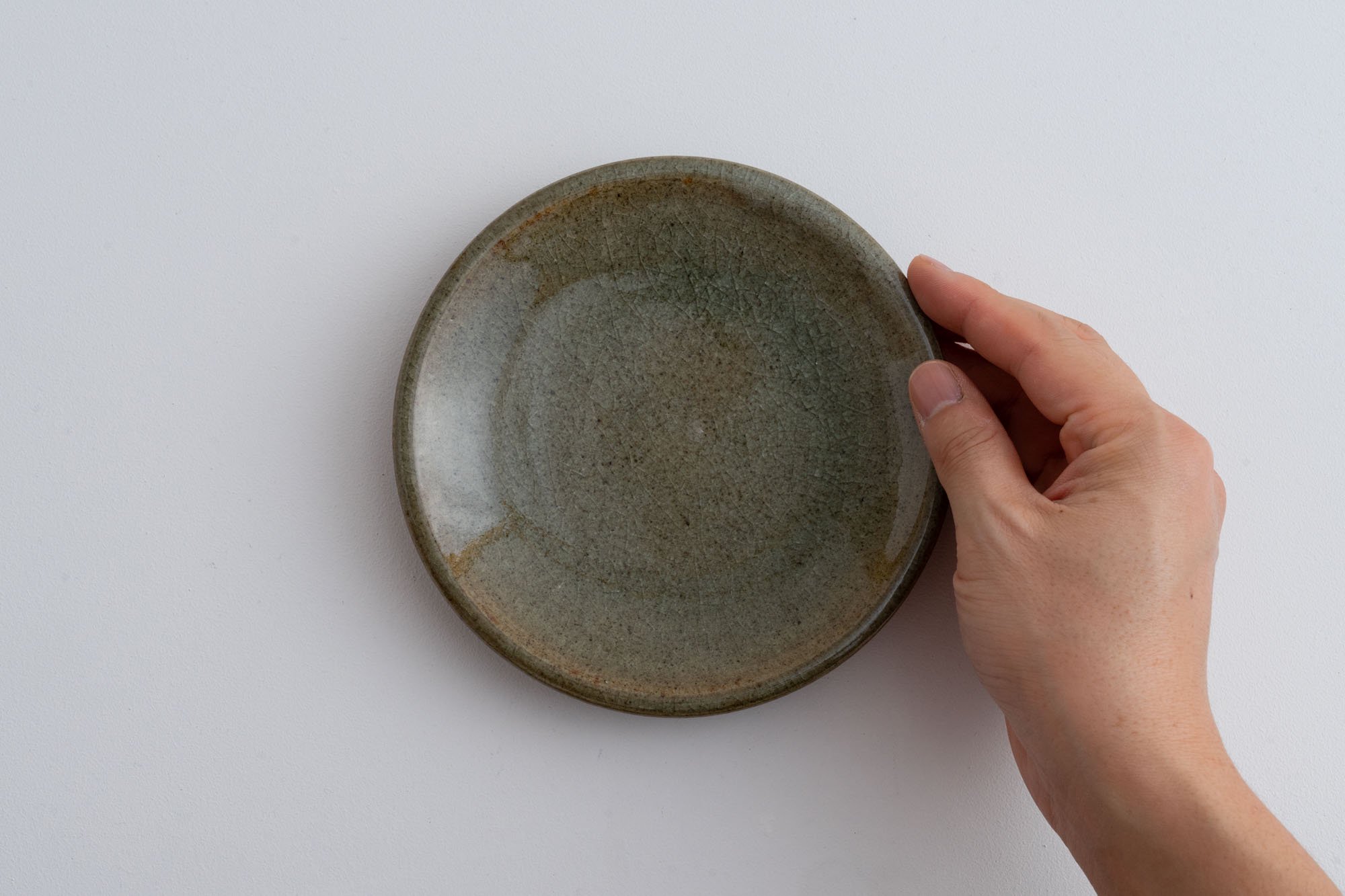 素材陶器自然の味　灰釉皿　未使用品
