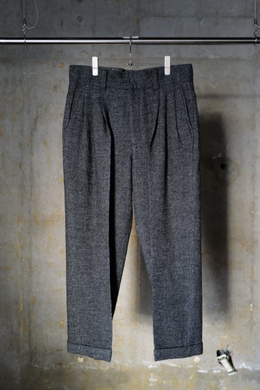 FARAH] Three-Tuck Wide Pants Wool Linen - MOLDNEST