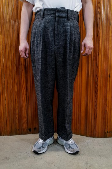 [FARAH] Three-Tuck Wide Pants Wool Linen - MOLDNEST