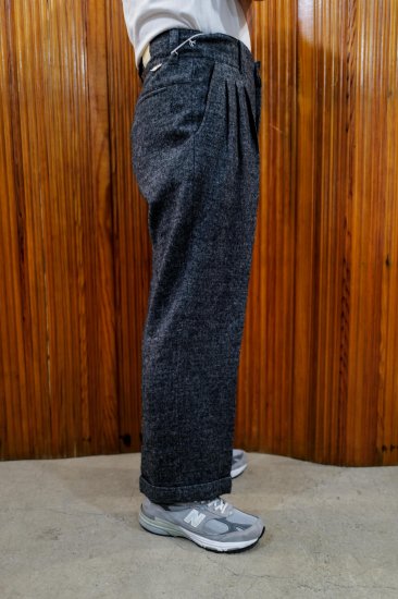 FARAH] Three-Tuck Wide Pants Wool Linen - MOLDNEST