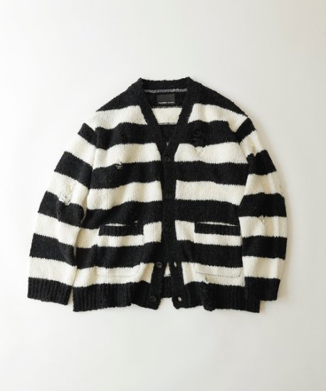 NUMBER (N)INE] WOOL ALPACA RIPPED KNIT CARDIGAN - MOLDNEST