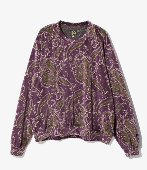 NEEDLES] CREW SWEAT SHIRT - PAISLEY VELOUR JQ - MOLDNEST