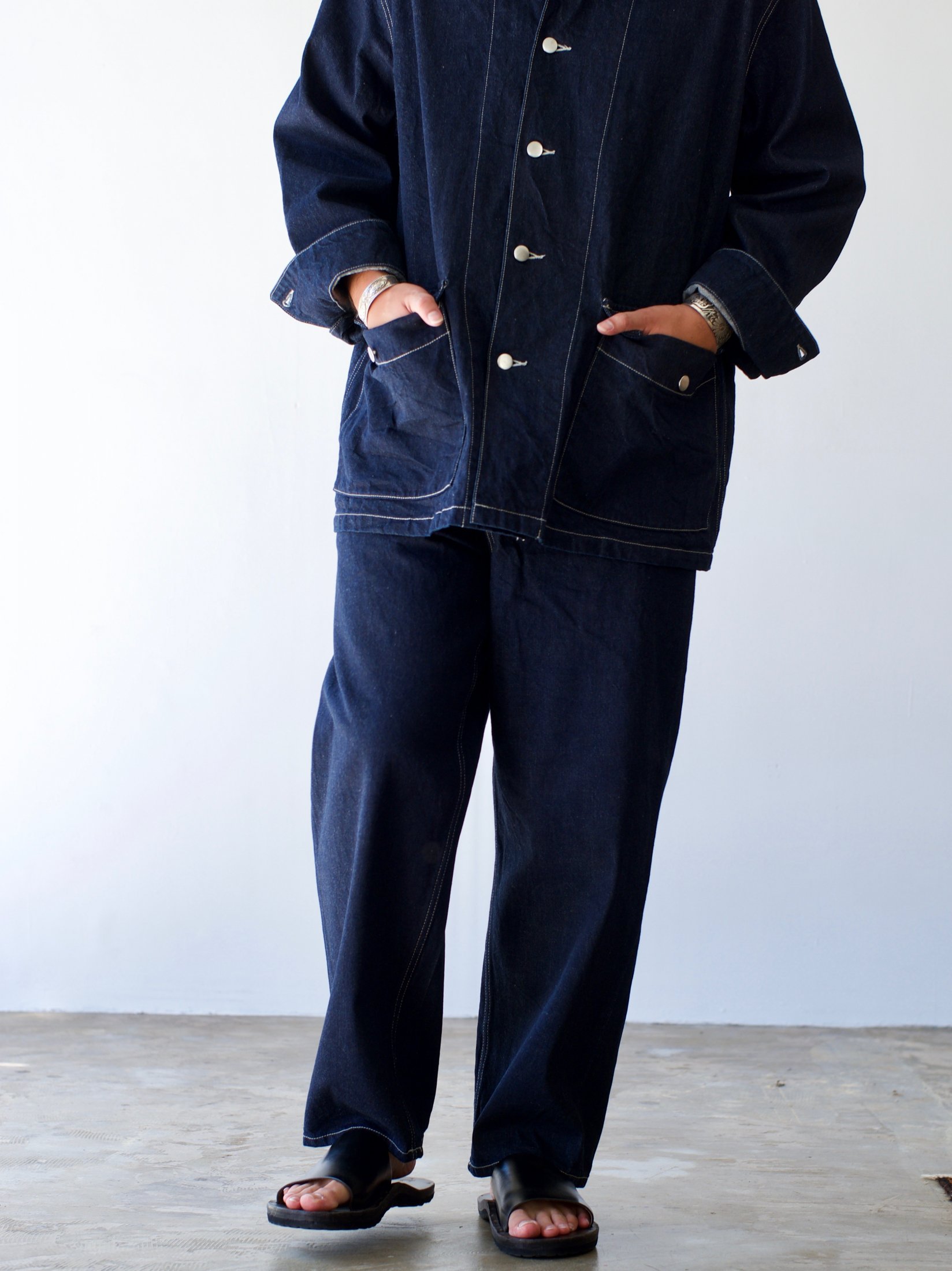 URU ウル COVERALL JACKET INDIGO デニムカバーオール-