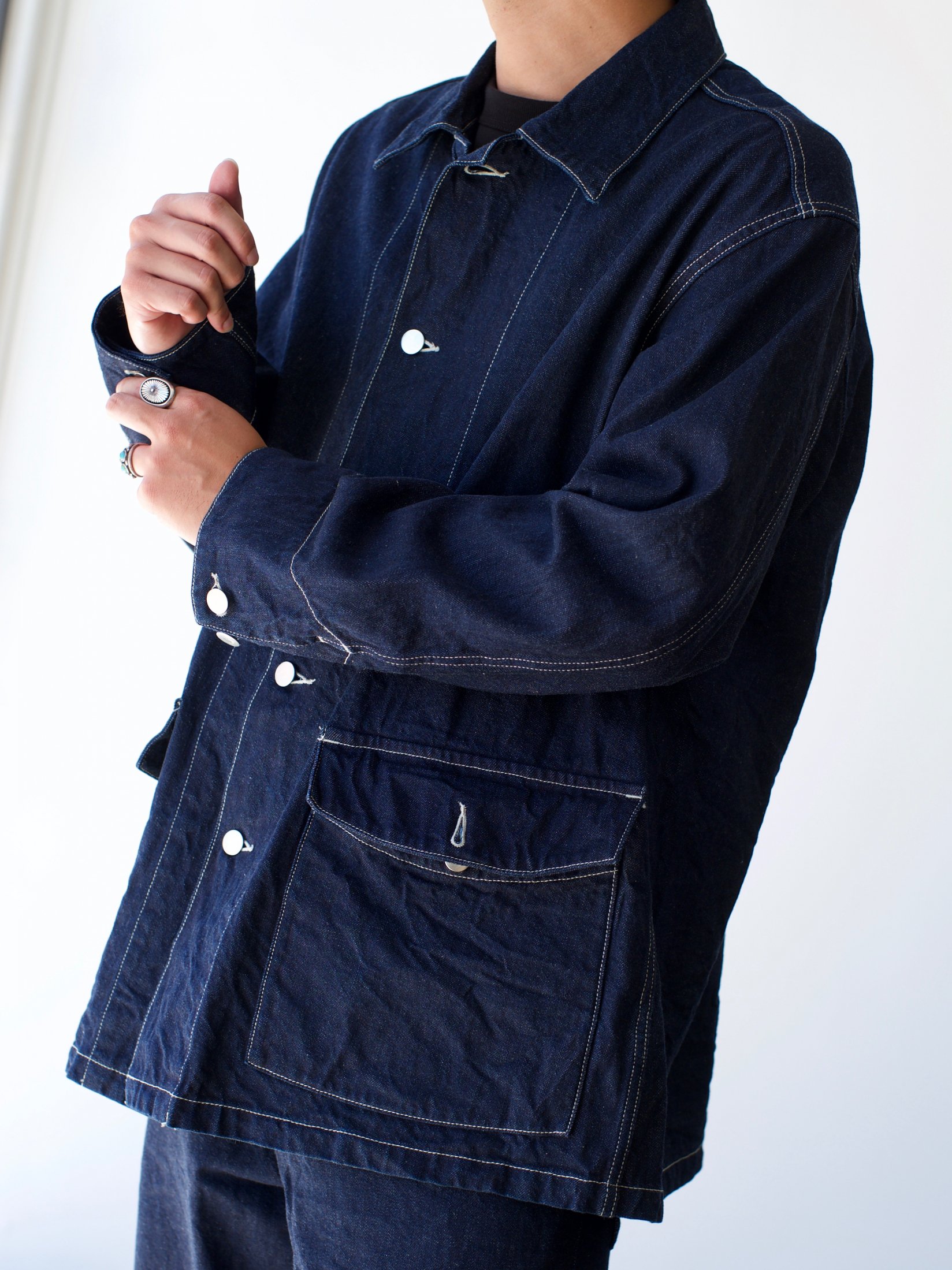 URU ウル COVERALL JACKET INDIGO デニムカバーオール-