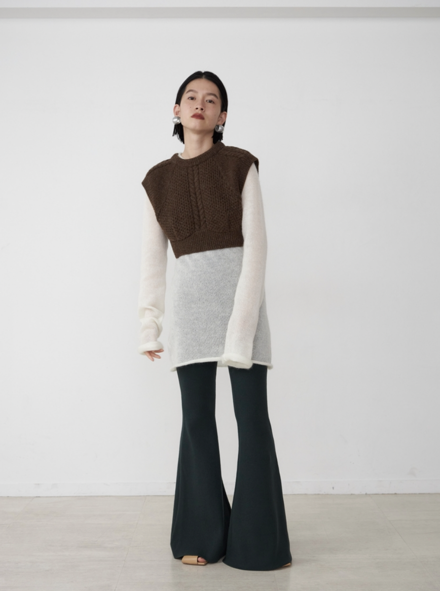 Mediam ミディアム 22aw / Wool short vest - BROWN - Select shop CASTELO