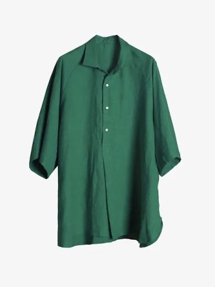 <img class='new_mark_img1' src='https://img.shop-pro.jp/img/new/icons6.gif' style='border:none;display:inline;margin:0px;padding:0px;width:auto;' />Sillage  " short sleeve popover shirt linen  " green