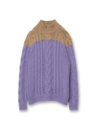 <img class='new_mark_img1' src='https://img.shop-pro.jp/img/new/icons6.gif' style='border:none;display:inline;margin:0px;padding:0px;width:auto;' />TAN  23aw / MOHAIR CABLE SWEATER- LAVENDER
