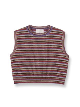 <img class='new_mark_img1' src='https://img.shop-pro.jp/img/new/icons6.gif' style='border:none;display:inline;margin:0px;padding:0px;width:auto;' />TAN  24ss / LULEX MULTIBORDER KNITTED TANK TOP - REDBROWN MIX