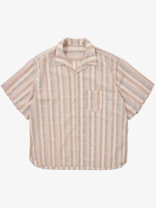 <img class='new_mark_img1' src='https://img.shop-pro.jp/img/new/icons6.gif' style='border:none;display:inline;margin:0px;padding:0px;width:auto;' />Sillage  24ss " open collar shirt short sleeve wool stripe " beige 