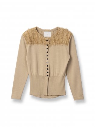 <img class='new_mark_img1' src='https://img.shop-pro.jp/img/new/icons6.gif' style='border:none;display:inline;margin:0px;padding:0px;width:auto;' />TAN  24aw / JACQUARD FRINGE CARDIGAN - BEIGE