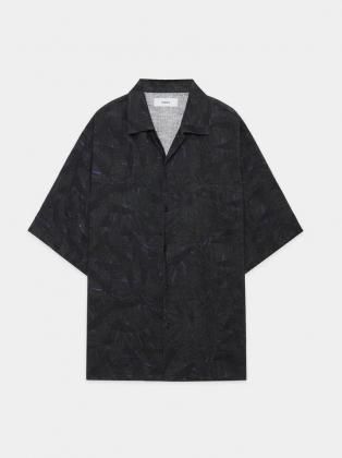 marka 25SS リネントロピカル オープンカラーシャツ グレー×パープル marka 25SS リネントロピカル オープンカラーシャツ グレー
