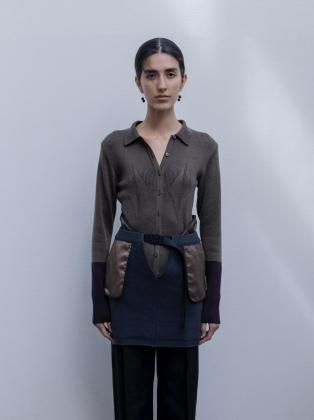 <img class='new_mark_img1' src='https://img.shop-pro.jp/img/new/icons6.gif' style='border:none;display:inline;margin:0px;padding:0px;width:auto;' />TAN  25aw / SMOOTH TENCEL WOOL KNIT DIA PATTERN SHIRTS - BROWN