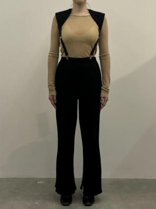 <img class='new_mark_img1' src='https://img.shop-pro.jp/img/new/icons6.gif' style='border:none;display:inline;margin:0px;padding:0px;width:auto;' />TAN  25aw / PADDED KNIT&SATIN SUSPENDERS - BLACK