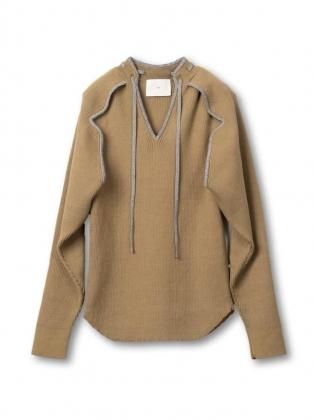 <img class='new_mark_img1' src='https://img.shop-pro.jp/img/new/icons6.gif' style='border:none;display:inline;margin:0px;padding:0px;width:auto;' />TAN  25aw / OPEN SLEEVE V/NECK KNIT TOP - CAMEL