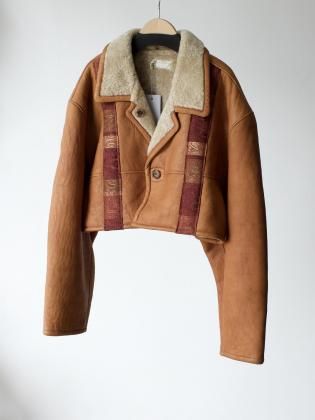 <img class='new_mark_img1' src='https://img.shop-pro.jp/img/new/icons6.gif' style='border:none;display:inline;margin:0px;padding:0px;width:auto;' />77circa ʥʥʥʥ 25aw " circa make gobelin taping reversible mouton jacket with wrap skirt " Brown 