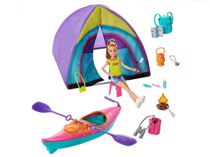 バービー ステーシー キャンピング プレイセット ドール w/テント カヤック 人形 キャンプ Barbie Team Stacie Doll  Camp Playset with Tent Kay - FAR-OUT