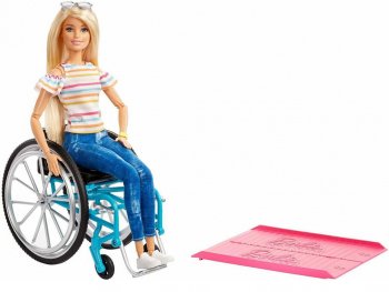 バービー ファッショニスタ 車椅子 ドール ボーダーシャツ ジーンズ スロープ付き ストライプ ブロンド 人形 Barbie Fashionistas Doll with Wheelchair (GG
