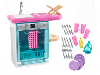 バービー 食器洗浄機 シンク 食器付き プレイセット Barbie Kitchen Dishwasher & Accessories ディッシュウォッシャー 家事 皿洗い 家具 (FXG35)