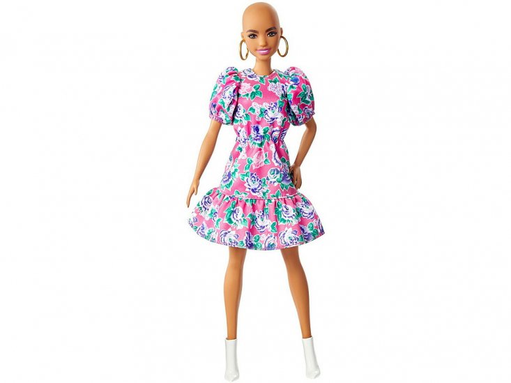 バービー ファッショニスタ 花柄のドレス スキンヘッド ドール 人形 ノーヘア 坊主頭 フローラル Barbie Fashionistas Doll  #150 with No-Hair Look & - FAR-OUT