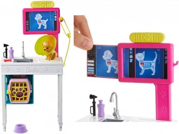 バービー ペットドクター ワークステーション プレイセット 子犬付き 獣医 家具 Barbie Pet Vet Station Playset GJL68