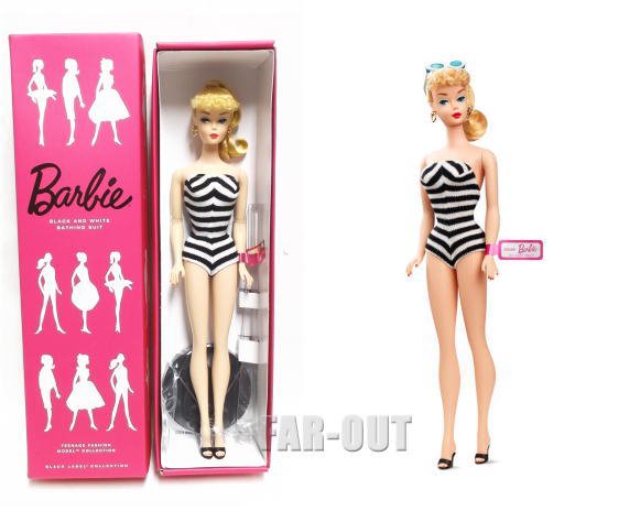 バービー ブラック＆ホワイト・スイムスーツ ティーンエイジ ファッションモデル ブロンドヘア 復刻版 ドール Barbie Black & White  Bathing Suit - FAR-OUT