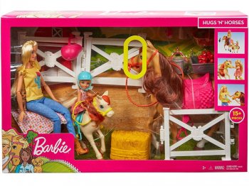 バービー＆チェルシー ドール付き 馬牧場 プレイセット 乗馬 Barbie & Chelsea Hugs 'N' Horses Playset