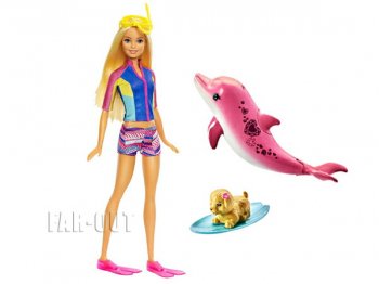 バービー w/イルカ＆子犬 シュノーケル ドルフィンマジック サウンド＆アクション付き ドール 人形 プレイセット Barbie Dolphin Magic Snorkel Fun Friends（F