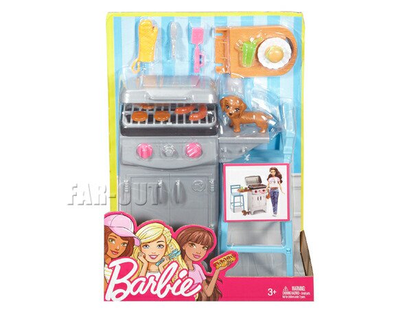 バービー Barbie Barbeque & Puppy バーベキューグリル＆子犬のフィギュア プレイセット バーベキュー＆パピー 家具 -  FAR-OUT