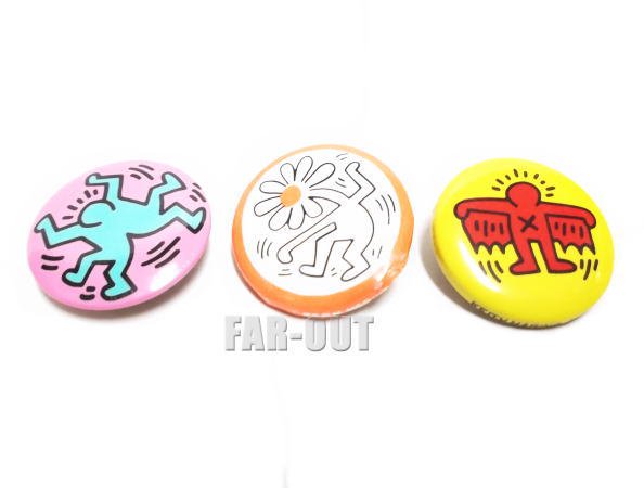 キース・ヘリング アート ミニ缶バッジ 3点セット ポップショップ Keith Haring Pop Shop - FAR-OUT