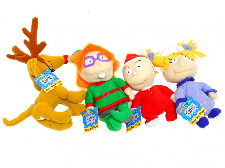 ラグラッツ ぬいぐるみ 4点セット クリスマス サンタ 1997年 ビーンバッグ マテル社 ニコロデオン Nickelodeon The  Rugrats Holiday Bean Bag Frien - FAR-OUT