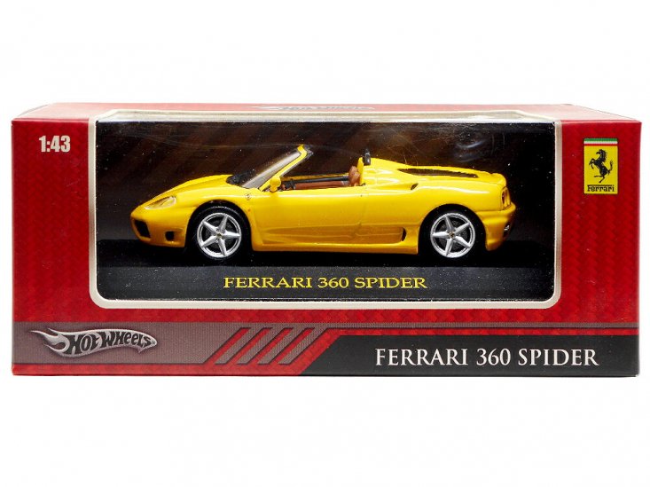 ホットウィール フェラーリ 360 スパイダー メタルダイキャストカー ベース付き 1/43スケール イエロー 黄 オープンカー 2009年 Hot  Wheels Ferrari 360 SPIDER - FAR-OUT