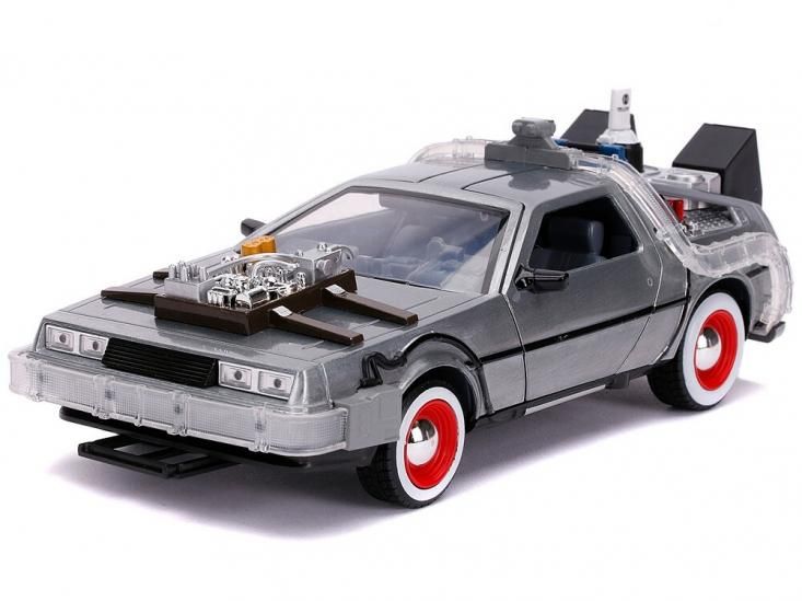 バック・トゥ・ザ・フューチャー PART3 デロリアン メタルダイキャスト ミニカー タイムマシーン 1/24スケール ライトアップ DeLorean  Time Machine with Lights - FAR-OUT