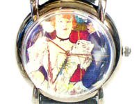 トゥールーズ・ロートレック アート腕時計 「ムーラン・ルージュに入るラ・グーリュ」 黒本革ベルト HENRI DE TOULOUSE-LAUTREC Art Watch