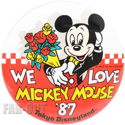 TDL We Love Mickey Mouse 1987年 ミッキー イベント記念 缶バッジ 缶バッチ 東京ディズニーランド - FAR-OUT