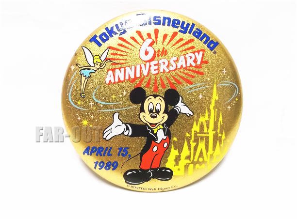 東京ディズニーランド 6周年記念 1989年 ミッキー 缶バッジ 缶バッチ