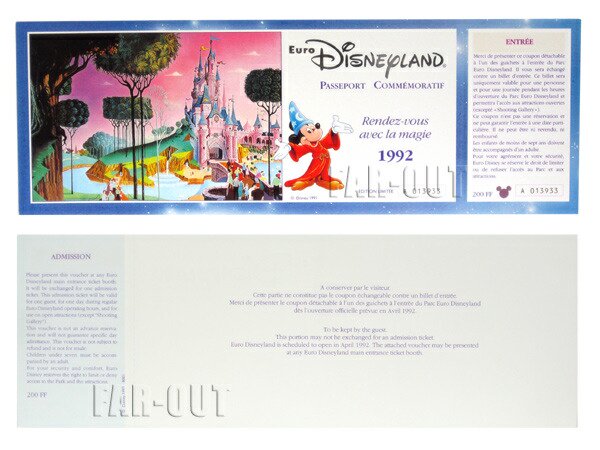 DLP ユーロディズニーランド 1992年 オープニング 記念パスポート