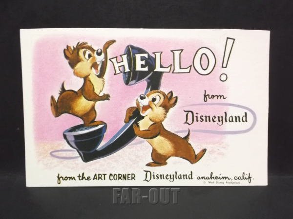 チップ＆デール Hello！ ディズニーランド ポストカード 絵はがき 1960