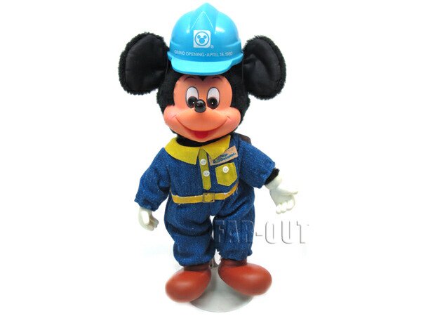 東京ディズニーランド 1983年 グランドオープン記念 コンストラクション 工事人 ヘルメット ミッキーマウス ぬいぐるみ ドール 人形 TDL -  FAR-OUT