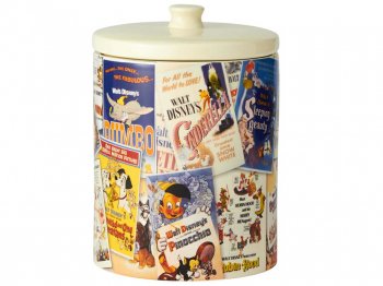 ディズニークラシック 長編映画 ポスターアート セラミック クッキージャー Disney Collage Ceramic Jar