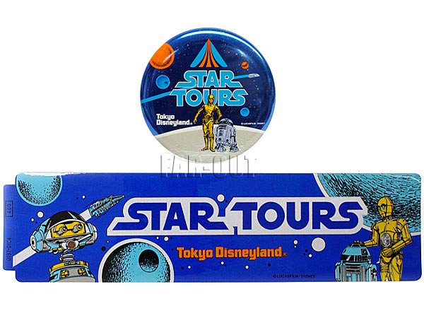 東京ディズニーランド スターツアーズ 1989年 グランドオープン記念 C-3PO & R2-D2 缶バッジ＆ステッカー 2点セット TDL -  FAR-OUT