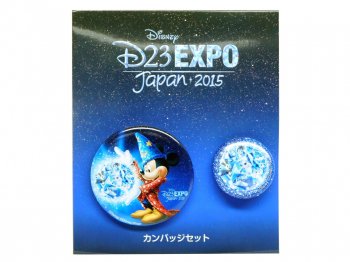 D23 Expo Japan 2015 ファンタジア ソーサラーミッキー スモール 缶バッジ 2点セット 東京ディズニーリゾート 缶バッチ