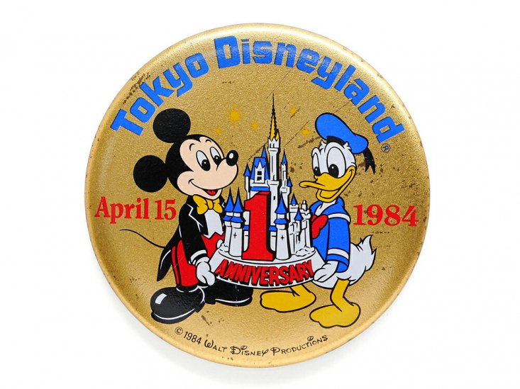 東京ディズニーランド 1周年記念 1984年 ミッキー＆ドナルド 缶バッジ ...