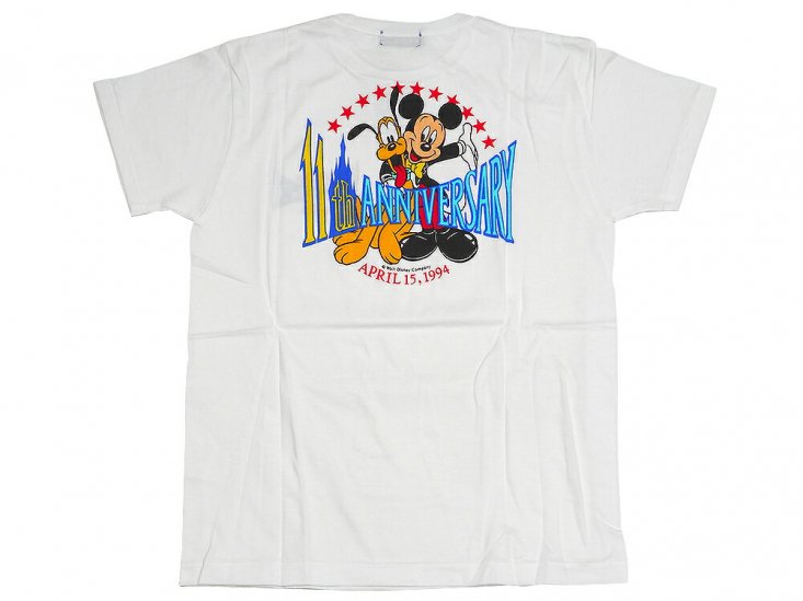 東京ディズニーランド 11周年記念 ミッキー＆プルート Tシャツ 子ども用150サイズ 1994年 ホワイト 白 TDL Mickey Pluto  FAR-OUT