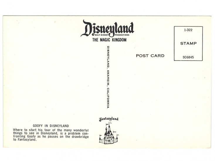 グーフィー ディズニーランド ポストカード 絵はがき 1970年代 ヴィンテージ Goofy about Disneyland Postcard -  FAR-OUT