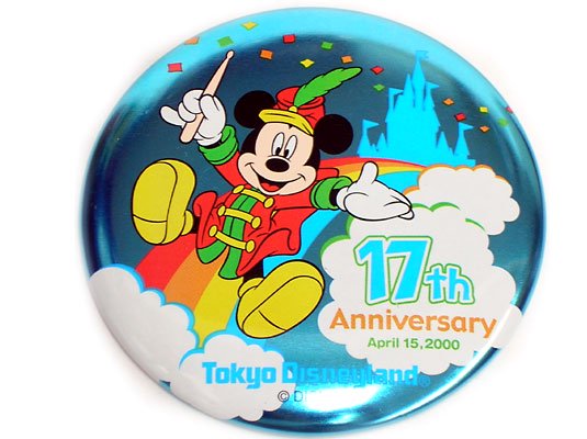 TDL 17周年記念 2000年 ミッキー 缶バッジ 缶バッチ 東京ディズニーランド - FAR-OUT