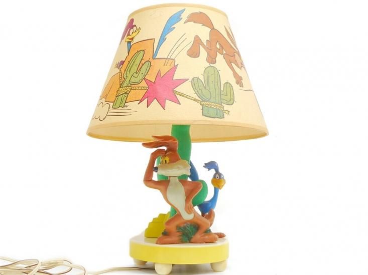 ルーニー・テューンズ ロードランナー＆ワイリーコヨーテ ランプ ヴィンテージ Looney Tunes Roadrunner & Wile E.  Coyote Lamp 1977年 ライト 照明 - FAR-OUT