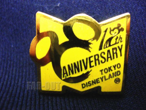 東京ディズニーランド TDL 12周年記念 1995年 黄色 M 配布 ピンズ - FAR-OUT