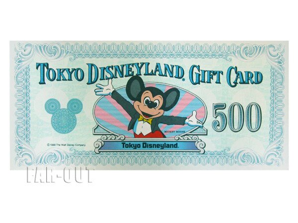 TDLランド・ギフトカード 紙幣 ミッキー 500円 1988年 東京